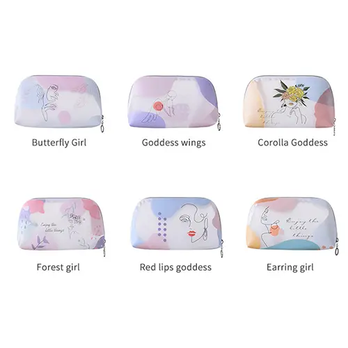 TPU Cartoon cheap cosmetic bags Cosmetic Semicircle cute travel makeup pouch